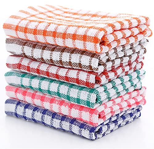 6 unids Limpieza de plato Tela Tela Tela Plaid Toalla de algodón Absorbente Handkerchief Toalla de la toalla de la Cocina Gadget Suplementos