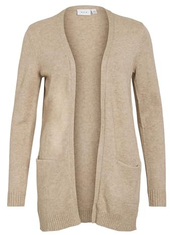 Vila Viril Open L/S Knit Cardigan-Noos, Beige (Natural Melange), XXL Femme