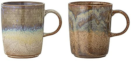 Bloomingville Set of 2 Dahlia Brown Ceramic Mugs