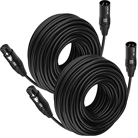 MIKIZ XLR Cables for Microphone 50 Feet 2-Pack