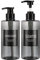 Segbeauty 2 Botellas vacías de champú, 500ml Gris Dispensador de jabón con Etiquetas, Botellas de Bomba de champú Recargables de 16,9 oz, acondicionador de Prensa de plástico vacío