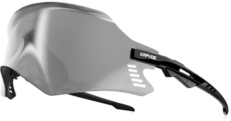 KAPVOE Fahrradbrille Mountainbike Sport Sonnenbrille Radfahren Motorrad BMX Herren Damen Silber Schwarz 10