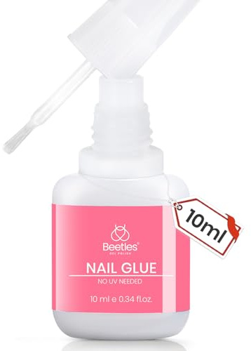 Beetles Super Strong Nagelkleber für Press-on-Nägel 10 ml Keine UV-Lampe erforderlich Pinselkleber für Nagelspitzen Acryl- und Kunstnägel Langlebig und strapazierfähig