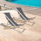 Jiubiaz 2 Set Liegestuhl Premium aus Holz, Liegestuhl Relaxliege, Sonnenliege für Erwachsene, Strandstuhl mit modernem Design, Klappbar für Garten und Balkon - Grau