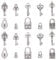 Airssory 100Pcs 10 Styles Vintage Padlock Skeleton Key with Heart Lock Bead Charm for Friendship Valentine DIY Necklace Bracelet Keychain Making