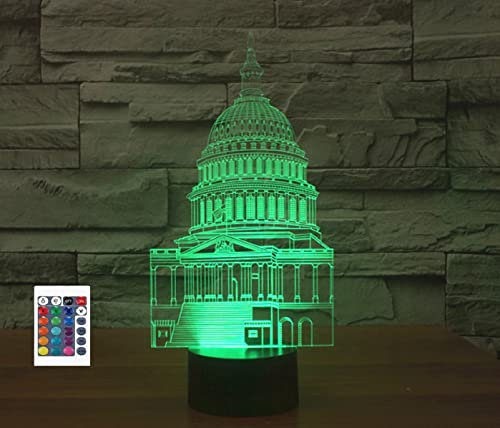 SUPERRUIDALONG 3D weiße Haus-Fernbedienung 16 Farben Nachtlichter Illusion Acryl LED Tischlampe Nachttischlampe Kinder Schlafzimmer Schreibtisch Dekor Geburtstagsgeschenke Spielzeug für Kinder