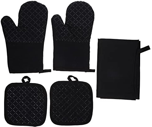 Operitacx 1satz Hitzebeständige Ofenhandschuhe Mit Kochschürze Und Hot Pads Teilig rutschfeste Silikonoberfläche Für Sicheres Backen Und Kochen Für Heimische Küche