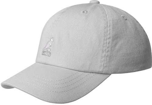 Kangol Washed Dad Hat Baseballcap Cap Kappe Basecap Baumwollcap Sportcap Baseballkappe Damen/Herren - Metallschnalle, mit Schirm, Lederband Frühling-Sommer Sommer - One Size hellgrau