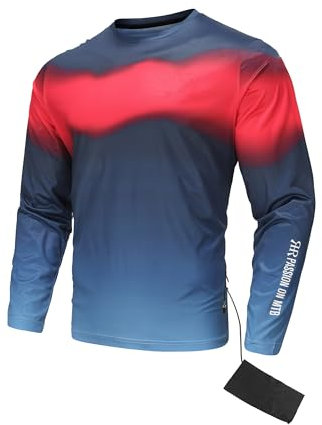 REYSHIONWA Mens Long Sleeve Dirt Bike Jersey Off-Road Mountain Bike Downhill BMX Shirts Quick Dry Moisture-Wicking Blue