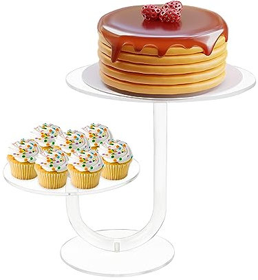ECOSEAO J Kuchen-Präsentationsständer, 2-stöckig, wiederverwendbar, Acryl, Cupcake-Turm, Premium-Cupcake-Halter, Dessertbaum-Turm für Hochzeit, Geburtstag (25,4 cm)