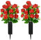 SIFOEL 2 Stück Künstliche Friedhofsblumen mit Vase, Künstliche Rose Grabdenkmal Blumen für Friedhof Grabsteine Dekoration (Red)