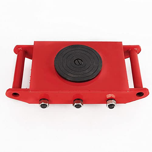 8T Transportfahrwerk, Rot Schwerlastrolle Panzerrollen Transportrolle Maschine Machinery Mover mit 6 Rollen, 360-Grad-Drehung, 40 * 22.5 * 11cm