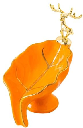 F Fityle Plateau à Savon en Forme de Feuille, Porte-Savon Auto-drainant, Facile à Nettoyer, Porte-Savon en céramique, récipient à Savon pour évier, hôtel, Bar, Orange