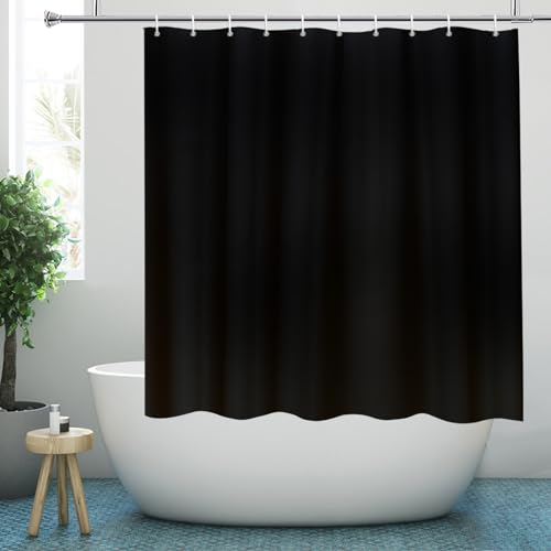 YISURE Duschvorhang 150x150 Schwarz Textil, Duschvorhang Stoff Polyester Maschine Waschbar mit Metallösen, Breite 150 x Höhe 150cm