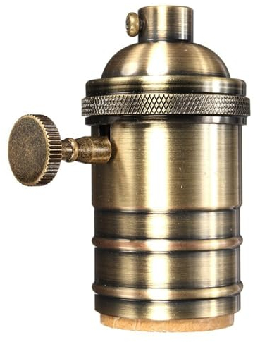 HIQIU Lampenfassung Vintage E26/E27 Lampenfassung, Retro Fassung mit Schalter für Pendelleuchtenfassung (Bronze)