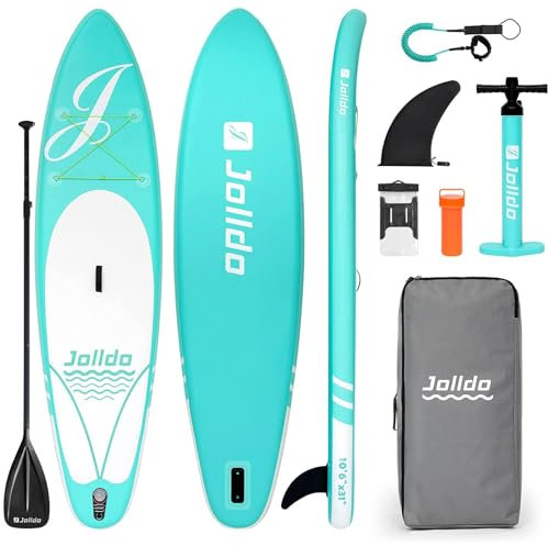 Jolldo SUP 320cm Aufblasbare Stand Up Paddleboard mit Paddel, Pumpe, Rucksack, Leine, Wasserdichtem Koffer, Reparatursatz