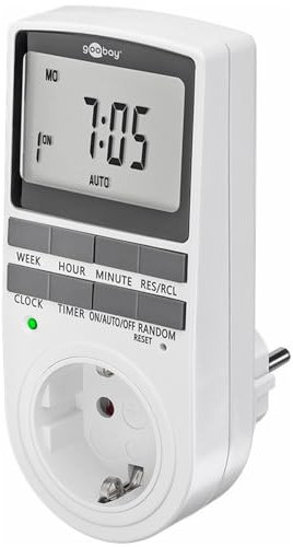 goobay 64900 Timer digitale 10 programmi giornalieri/modalità casuale antieffrazione/programmabile/3680 W a 230 V (AC) e 16 A