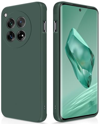 GiiYoon Case Compatible with Oneplus 12, Silky-Soft Touch Full-Body Protective Phone Silicone Case, Shockproof Cover with Microfiber Lining, Green