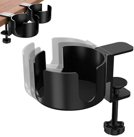 Stabile Becher Halterung, 2 Stück Schreibtisch Getränkehalter Tisch Anti Verschütten Cup Holder, Getränkehalter Clip für Wasser, Getränke, Kaffeetasse (Schwarz)