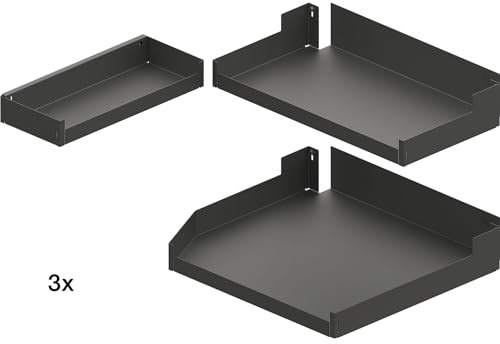 PEKA Einhängetablare Liro Set KB 400mm für Hochschrank Pleno Maxi Plus Links - Boden Apothekerschrank, Stahlblech pulverbeschichtet anthrazit