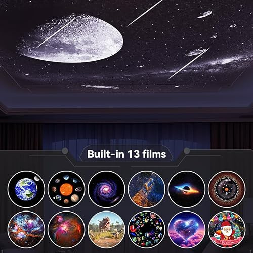 Star Projector,Rusoso Galaxy Projector,13 in 1 Planetarium Starry Sky Night Light,360 °Rotation,for Kids Christmas and Halloween,Timing,Mute Design,Projection Effect forBedroom,Party,Game Rooms