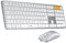 ProtoArc KM100-A Backlit Keyboard and Mouse Set for Mac, Wireless Bluetooth Keyboards Mouse Comb, Rechargeable Ultra Slim Keyboard for MacBook Pro, Macbook Air, iMac, iPad, iPhone, White Silver