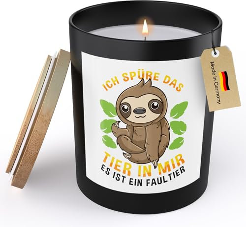 22Feels Lustige Spruchkerze Frauen Faultier Sojawachs Kerze im Glas Handgemacht mit Spruch Humor Frech Candle Duft Deko Vegan Nachhaltig Nachhaltig - ZITRUS