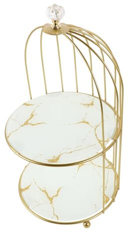 SOLUSTRE Vassoio Per Dolci Forma Di Gabbia Dorato Supporto Per Torte e Dessert Per Matrimoni Feste Di Compleanno e Occasioni Speciali Elegante Organizer Per Vanity e Decorazioni Domestiche