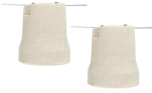 Ragyzity Ceramic Porcelain E27 Heat-Resistant Edison Screw Lamp Socket Base Holder for Vintage Bulbs (2-Pack)