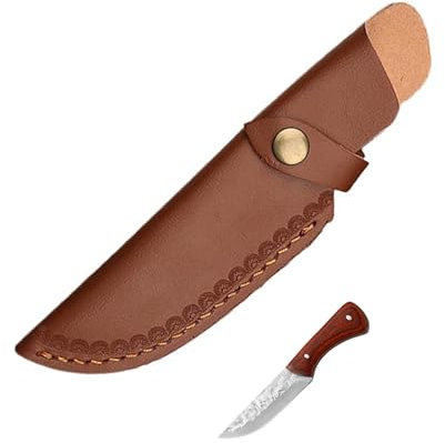 LONGHAO Gerade Messerscheide Aus Leder, Messertasche für Gürtel, Taschenmesser für Jagd, Freizeit, Outdoor Sport, Camping (Braun)