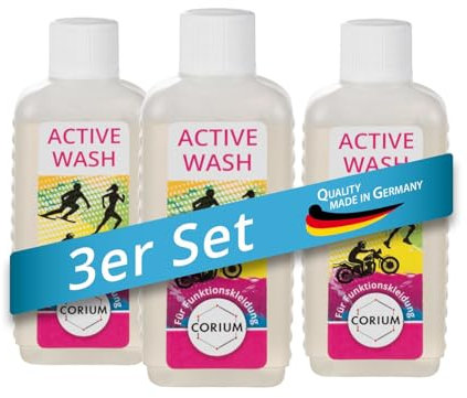 Corium | Spezialwaschmittel für Funktionskleidung, für Hand- & Maschinenwäsche, effektive Reinigung bei 20 Grad, 3x100ml