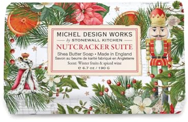 Michel Design Works Shea Butter Bath Soap Bar Festive Nutcracker Suite, Winter Fruits & Spiced Wine Scent 190g