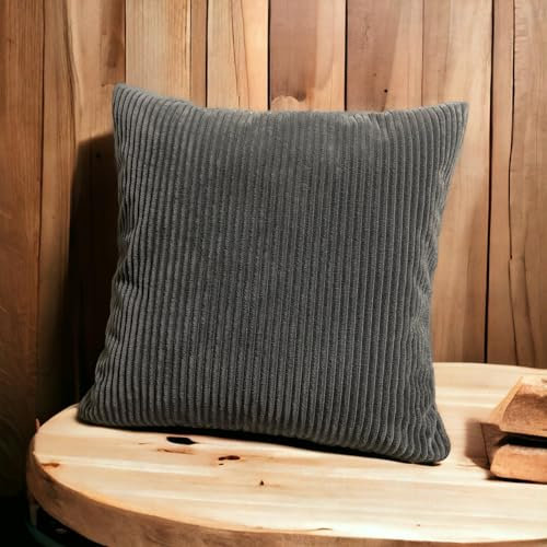 Generisch Dekorativer Kissenbezug 50x60 Dunkelgrau (2er Set) Kordsamt RoKoTextilien