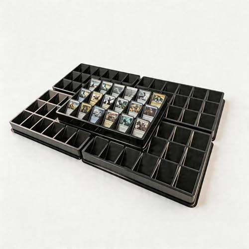 Coolbyl Card Sorting Tray 5ct – Stackable Trading Card Organizer Display Case, 18-cell Organize and Sort TCG Cards, Durable and Convenient Storage Solution