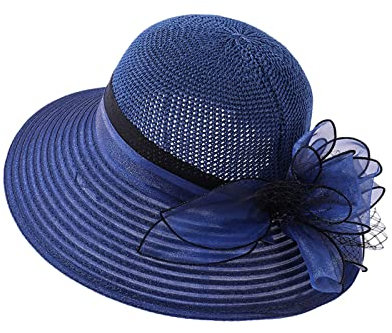 Damen-Blumen-Organza-Kirchenhut, Braut-Hochzeit, breite Krempe, Teeparty-Hüte, Sonnenhut, Damen-Fascinator, Sommer-Anglerhut für den Urlaub