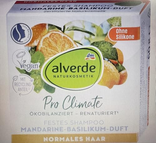 alverde NATURKOSMETIK Festes Shampoo Mandarine-Basilikum, 60 g