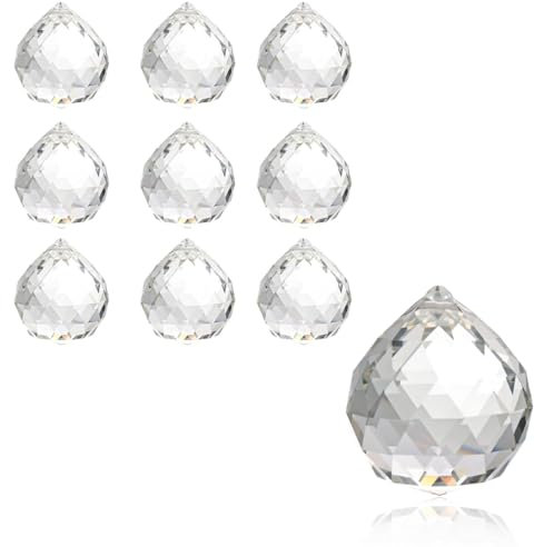 SGERUFZ 10 Piezas 20mm Bola de Cristal Transparentes Colgante Bola de Cristal Cristales Prisma para Decoración para decoración en hogar Bodas y Fiestas Decoración de Lámpara de Casa,Boda,Navid