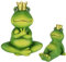 Deko Garten Figur Froschkönig 2er Set 9+18 cm Frosch Terrakotta Grün mit Gold-Krone Dekofigur Märchenfrosch Gartendeko Tierfigur für Frühling Sommer Herbst Garten Deko Statue Gartenfigur, Mit Krone
