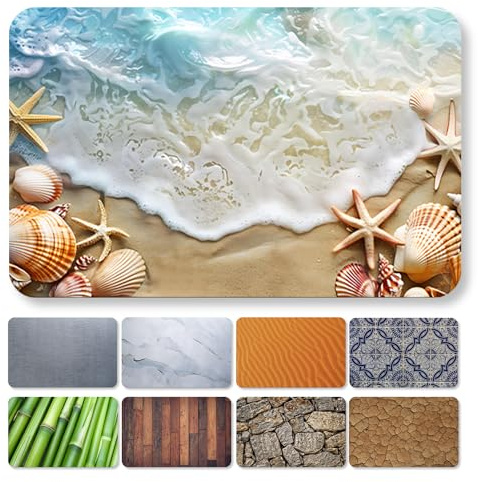 Bensey Premium Badezimmermatte mit revolutionärer Kieselgur-Schicht | Ultra-Saugfähig & Schnelltrocknend | rutschfeste Naturkautschuk-Basis | 40x60 cm stylische Designs (Traumstrand)