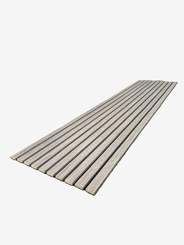 Premium Wide Slat Acoustic Wall Panelling 2400mm x 600mm Decorative 3D (Grey Smoked (Black Felt))
