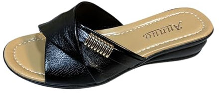 Luadnysin Sandales Femme Été Claquettes Sandale Orthopedique Chaussure Ete D'été Medicale Orthopédiques Confortable Mule Cuir Claquette Chaussures Orthopediques Femmes Pieds Larges Et Nu-Pieds