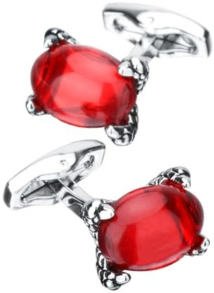 Dsnyu Manchettenknoepfe Herren Rot, Manschettenknöpfe Trauzeuge Ovaler Edelstein Rubin Hemd Anzug Schmuck für Geburtstag Hochzeit