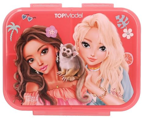 Depesche 13414 TOPModel Juicy Verde e Rosa, con Motivo di modelle e Fiori, Scatola per Il Pranzo con 3 Scomparti e Coperchio incernierato, Colore Green, Normal