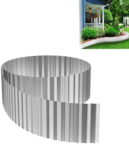 ACXIN Bordure de pelouse en métal galvanisé de 18 cm de haut, facile à monter, bordure ondulée pour parterre de fleurs et jardin, longueur réglable, barrière flexible contre les racines et bord de
