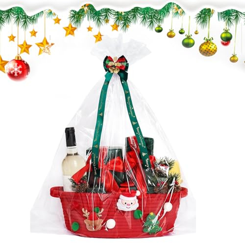 Fenayuu Weihnachtskorb - Dekorativer Korb Geschenk für Frauen und Männer | Aufbewahrung Deko Leckereien Box Für Feier Party Geburtstag Frauen Männer Einweihung