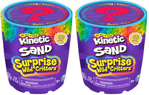 Kinetic Sand Surprise - 113 g Farbiger magischer kinetischer Sand aus Schweden mit Tierfigur und Accessoires für kreatives Indoor-Sandspiel, für Kinder ab 3 Jahren (Packung mit 2)