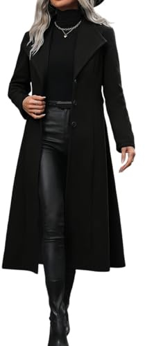 seiveini Wintermantel Damen Lang Mantel Winter Elegant Wollmantel Zweireihiger Warm Trenchcoat Mit Gürtel