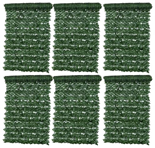 Artificial Ivy Fence Screen, 6PCS Fence Screening Trellis with Artificial Leaves Privacy Trellis Roll for Balcony Outdoor Garden Wall Mat Decoration (1 x 3 Meter)