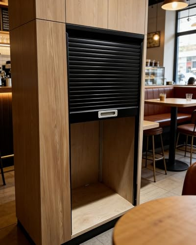 Porte Accordéon Interieur Portes de Cabinet à Enrouleur, Porte Coulissante Lames Flexibles pour Cuisine et Meubles, Kit Rail pour d'Armoire Magasin Enroulement Économiseur(85x100cm/33x39in)