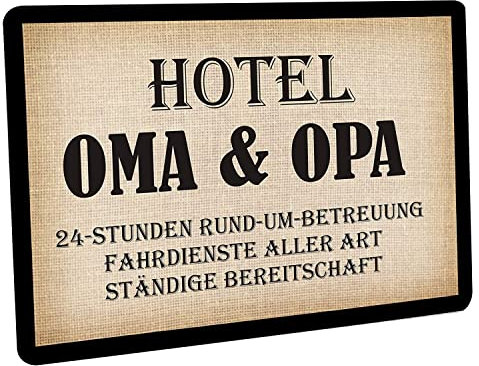 Crealuxe Fussmatte - Hotel Oma Opa - 24 Stunden Betreuung - 60x40cm, Bedruckt, Fußabtreter, Fußabstreifer für die Haustür, Fußmatte rutschfest
